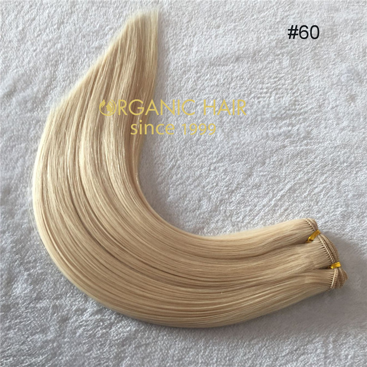 Top quality hair extensions hand tied weft--color #60   C33